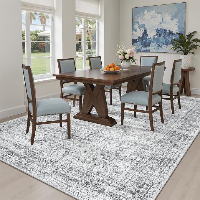 6x9 Area Rug for Living Room Washable 6x9 Gray Rug Non-Slip Modern Rugs for - Image 3