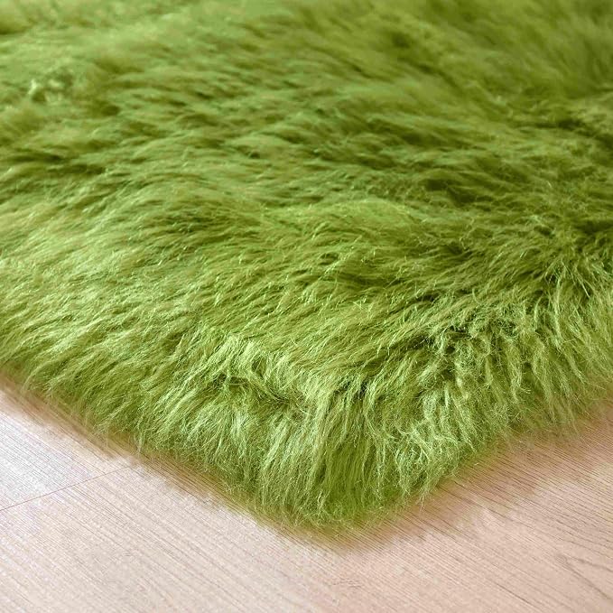 Goolela Lime Green Area Rug 8x10 Fluffy Fuzzy Furry Rug - Image 7