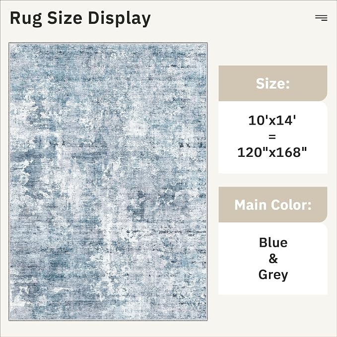 10x14 Area Rugs for Living Room, Non Slip Machine Washable Vintage Rugs - Image 5