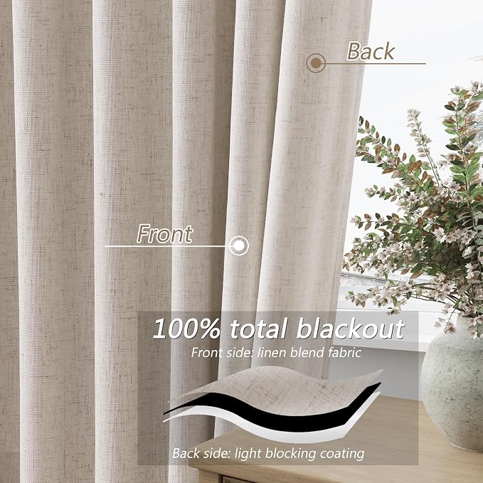 Guken 100% Blackout Curtains 84 Inch Length 2 Panels Set - Image 4