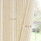 RYB HOME Yellow Kitchen Curtains 24 inch Length, Linen Farmhouse Striped Tier - Image 5