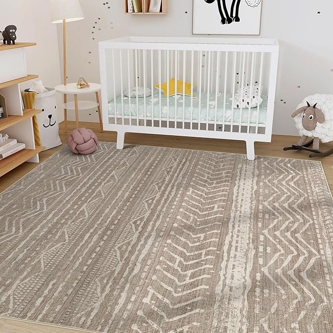 Nakagishi Area Rug 6x9 Living Room: Washable Boho Large Neutral Soft Farmhouse - Image 7