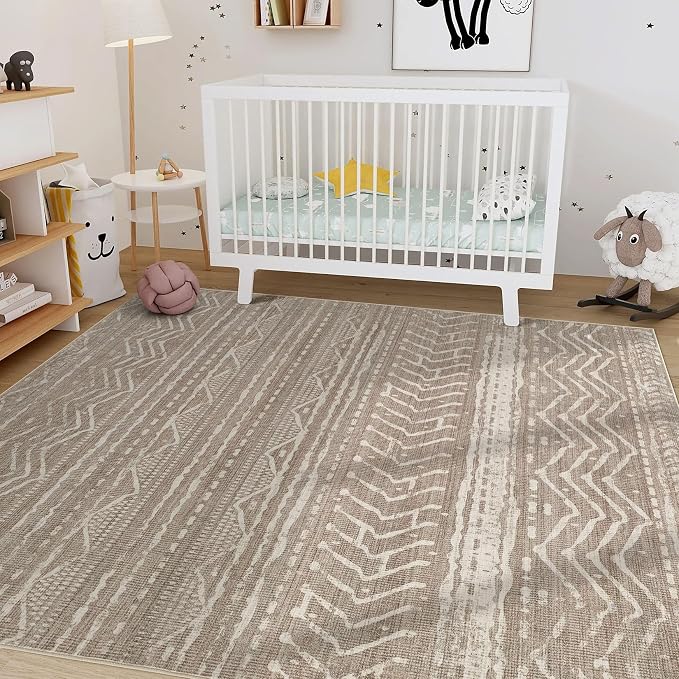 Nakagishi 5x7 Area Rugs Living Room: Washable Boho Large Neutral Soft Rug - Image 8