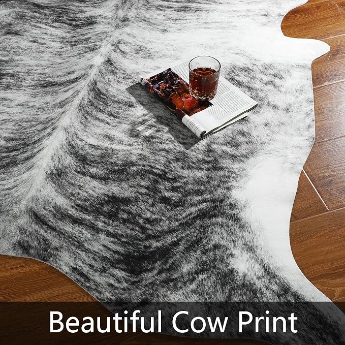 AROGAN Western Decor Faux Fur Cowhide Rug, 6.2 x 5.2 Feet Premium Animal Skin - Image 5