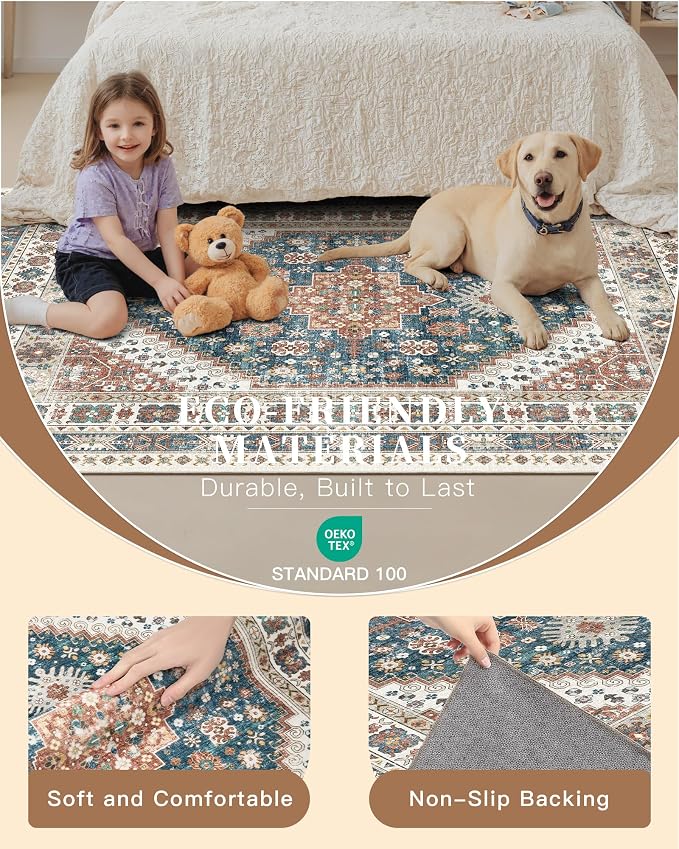 Madane 5x7 Area Rugs for Living Room, Stain Resistant Washable Rugs, Non-Slip - Image 5