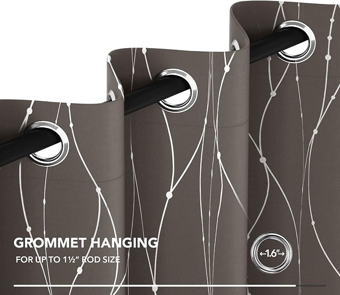 Deconovo Blackout Curtains, Thermal Insulaed Soundproof Drapes, Wave Dots - Image 7