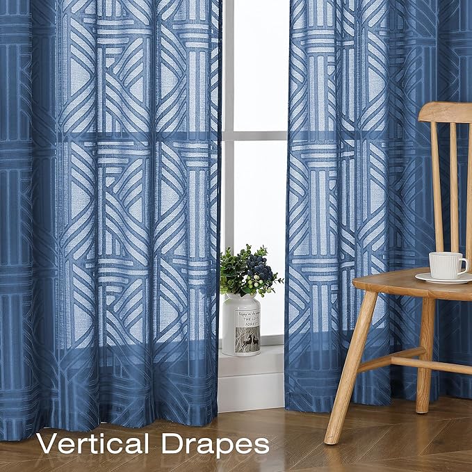 Simplebrand Semi Sheer Dusty Blue Curtains 90 Inches Long 2 Panels, Light - Image 6