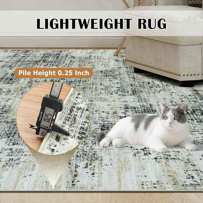 8x10 Area Rugs for Living Room Washable Rug: Anti-Skid Abstract Modern Living - Image 6