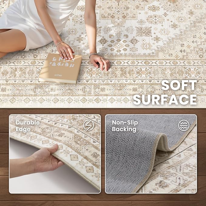zesthome 2x6 Runner Rug for Hallways, Machine Washable Rug, Non Slip Vintage - Image 5
