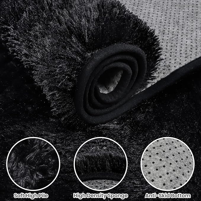 6x9 Area Rugs for Living Room Rug: Soft Fluffy Shag Black Rugs for Bedroom - Image 6