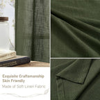 LAMIT Olive Green Linen Semi Sheer Curtains 45 Inch - Image 6