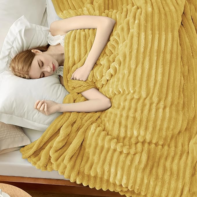 Bedsure GentleSoft Yellow Fleece Blanket - Image 3