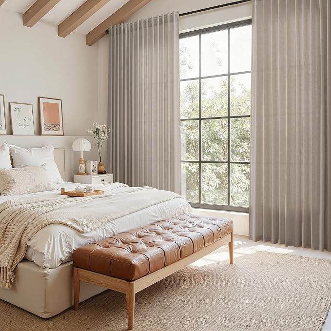 Nanspring Ecru Linen Curtains 84 Inches Long - Image 7