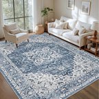 3x5 Area Rugs Living Room Rug: Washable Vintage Boho Medallion Rug No Slip - Image 2