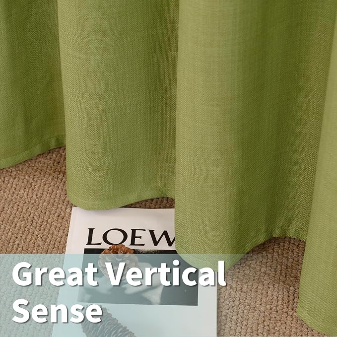 LAMIT Moss Green Linen Curtains 90 Inch Long - Image 6