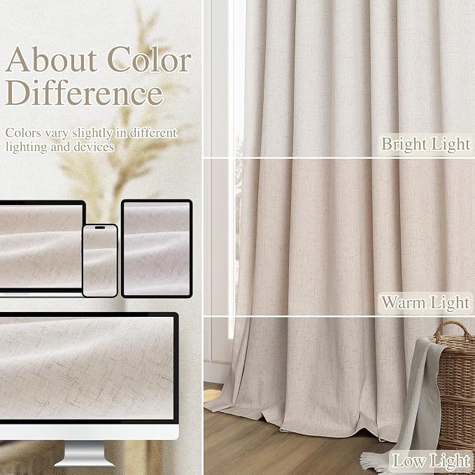 Guken 100% Blackout Curtains 84 Inch Length 2 Panels Set - Image 7