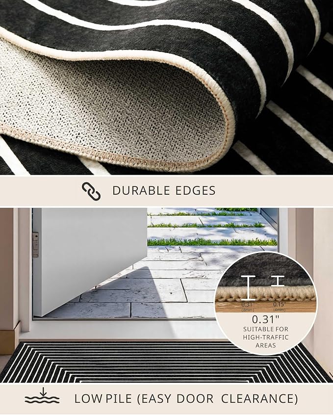 Latte&Fog 3x5 Entryway Rug Indoor, Modern Abstract Washable Area Rug, Boho Non - Image 4