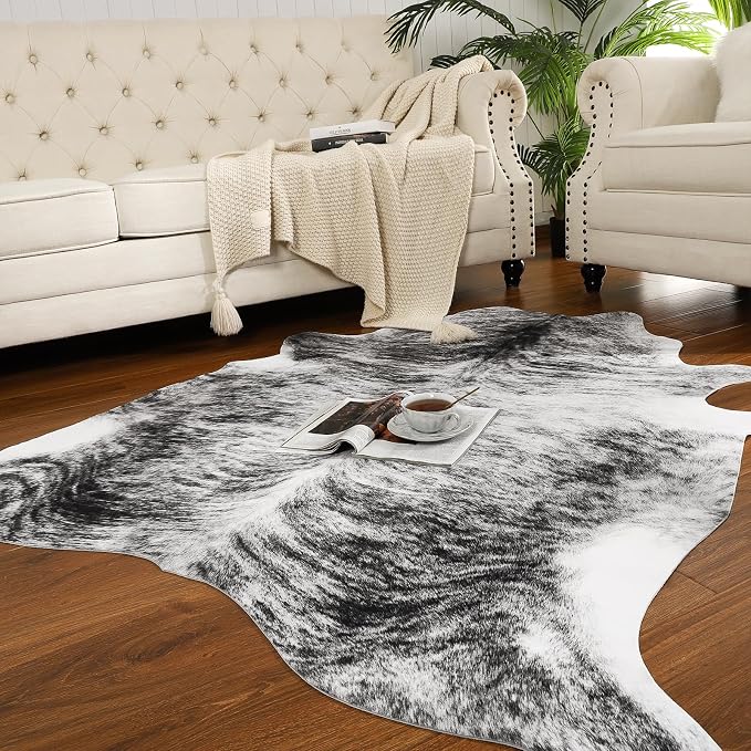 AROGAN Western Decor Faux Fur Cowhide Rug, 4 x 3 Feet Premium Animal Skin Cow - Image 2