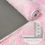 Super Soft Fluffy Living Room Area Rug 2x6 ft Tie-Dyed Light Pink Shaggy Furry - Image 5