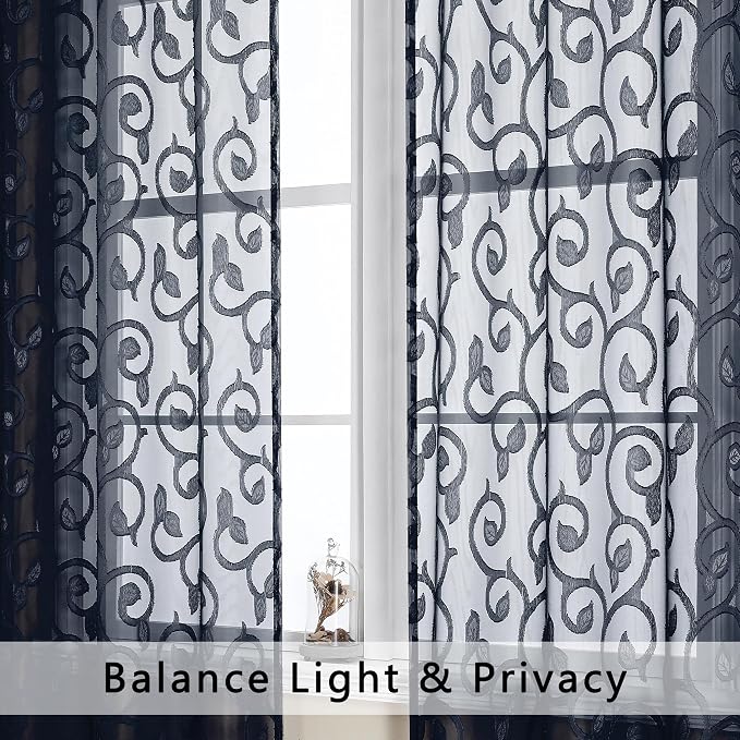 OWENIE Furman Sheer Curtains 63 inch Length - Image 3