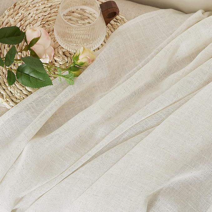NICETOWN Linen Blend Living Room Curtains 84 inches Long, Grommet Flax Linen - Image 8
