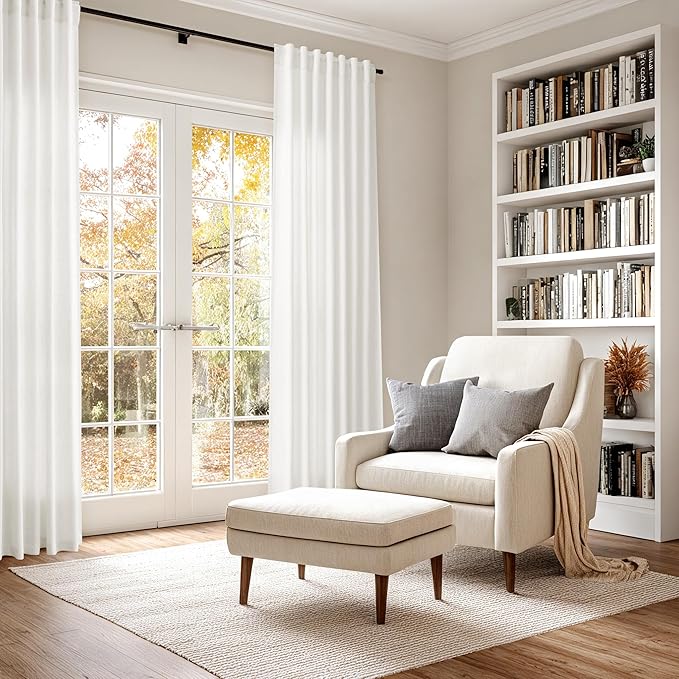 Nanspring Beige White Curtains Linen - Image 6