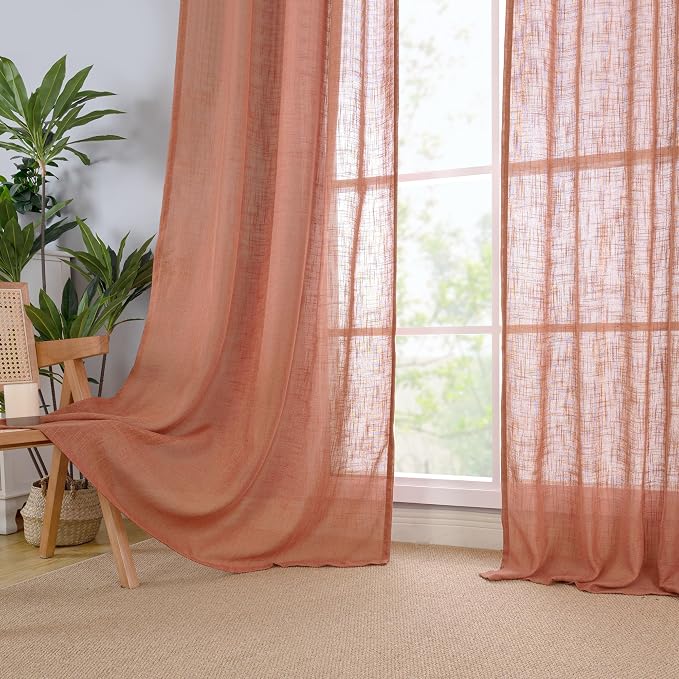 LAMIT Light Filtering Linen Curtains 72 inches Long - Image 9