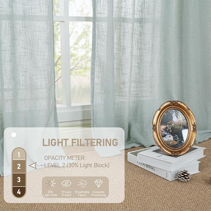 LAMIT Short Linen Curtains 36 Inch Length - Image 4