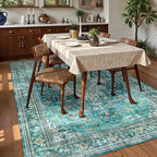 Washable Area Rug 6' x 9' Vintage Traditional Persian Mat - Image 3