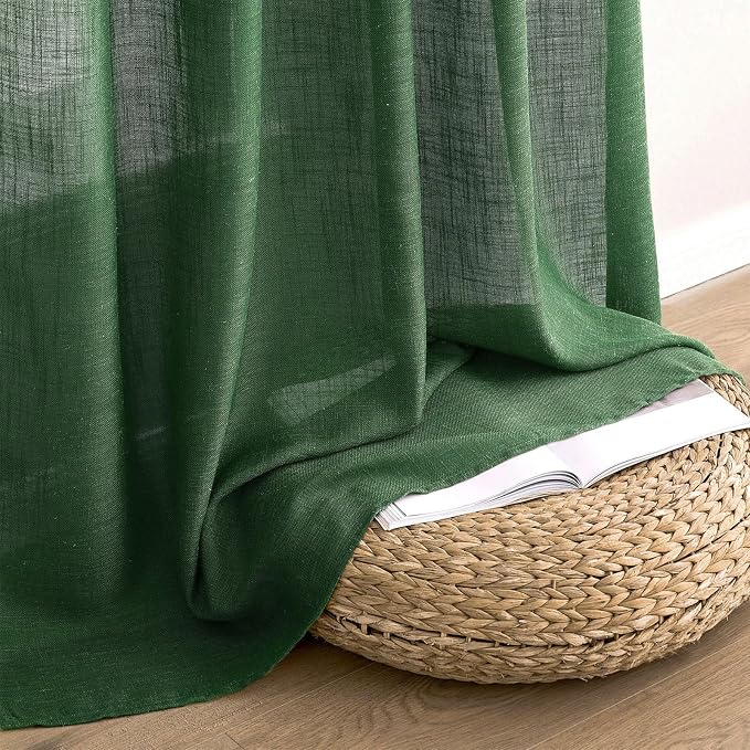 MIULEE Emerald Green Linen Curtains 120 Inches Long - Image 7