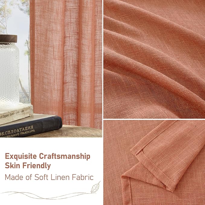 LAMIT Light Filtering Linen Curtains 72 inches Long - Image 6