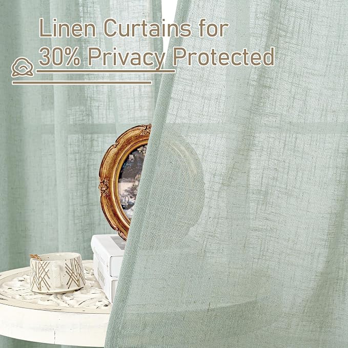 LAMIT Light Sage Linen Curtains 72 inch Length - Image 5