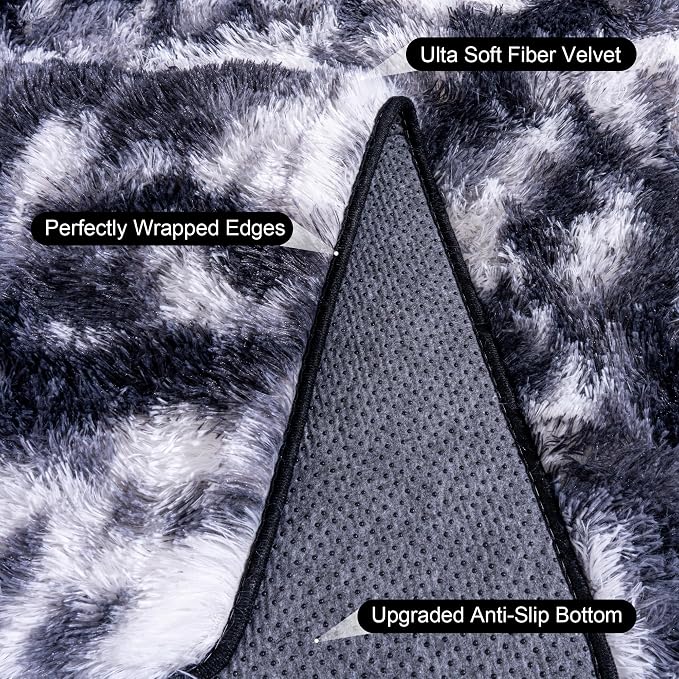 Black and White Rug for Bedroom, 5x7 Area Rug for Kids Room, Bedside Indoor - Image 5