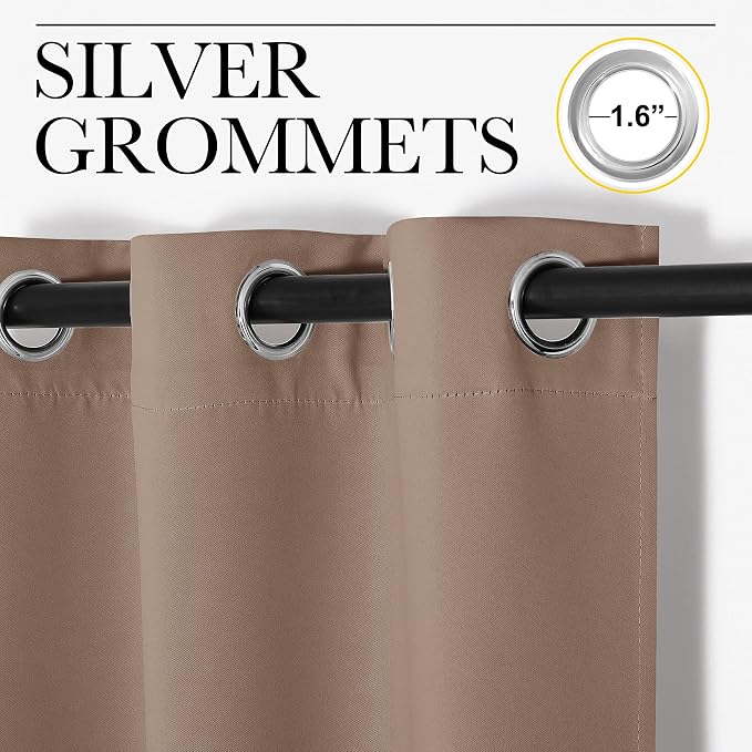 NICETOWN Bedroom Blackout Curtains and Drapes, 55 by 102 Inch, Cappuccino - Image 3