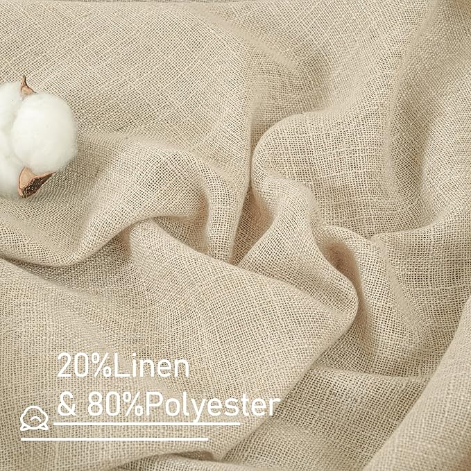 LAMIT Light Filtering 63 inch Length Sheer Curtains, Soft Semi Sheer Linen - Image 2