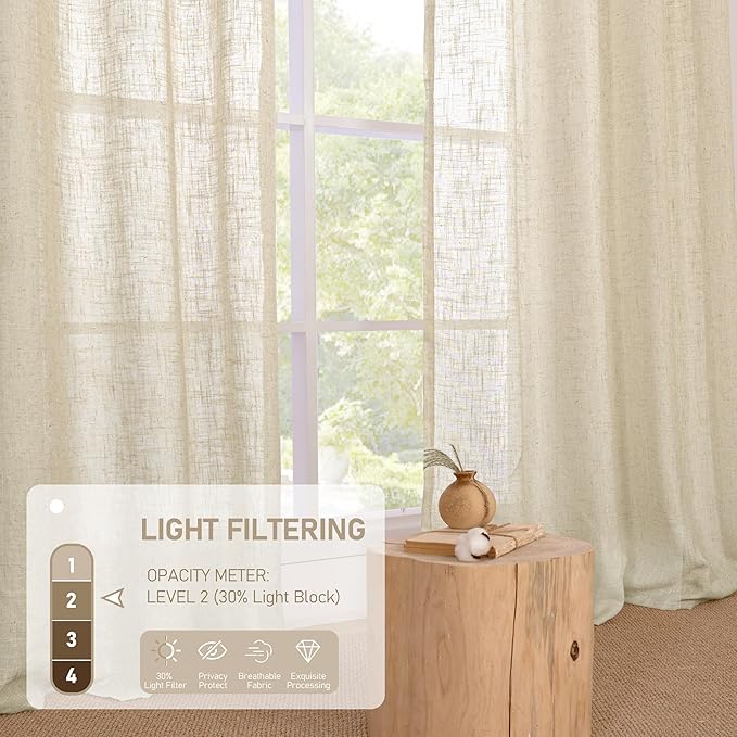 LAMIT 60 Inch Semi Sheer Linen Curtains - Image 4