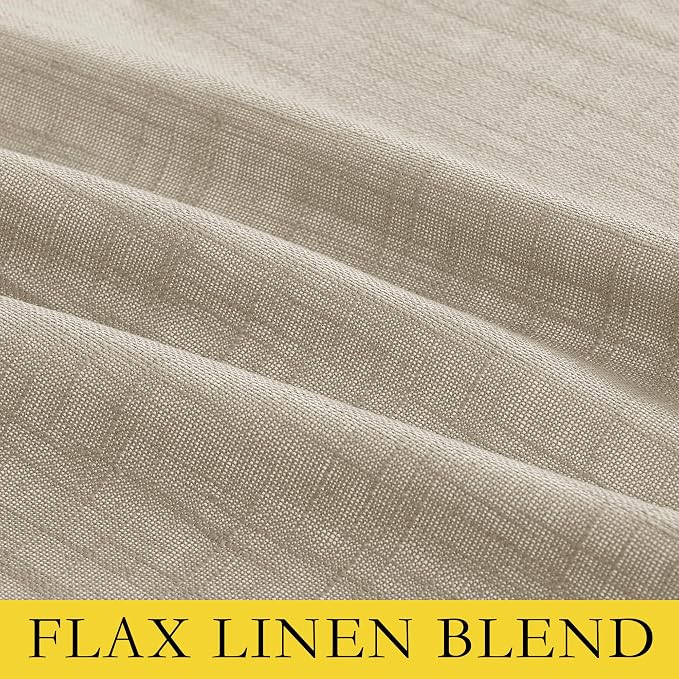 NICETOWN Taupe 100% Blackout Linen Curtains 72 inch Long Burg, Farmhouse Thick - Image 8