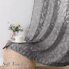 Lecloud Leia Charcoal Grey Sheer Curtains 2 Pieces, 30 Inch Short Curtains - Image 9