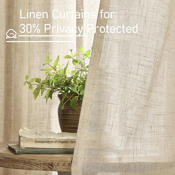 LAMIT Linen Semi Sheer Curtains 96 inches Long 2 Panels Set, Light Filtering - Image 5