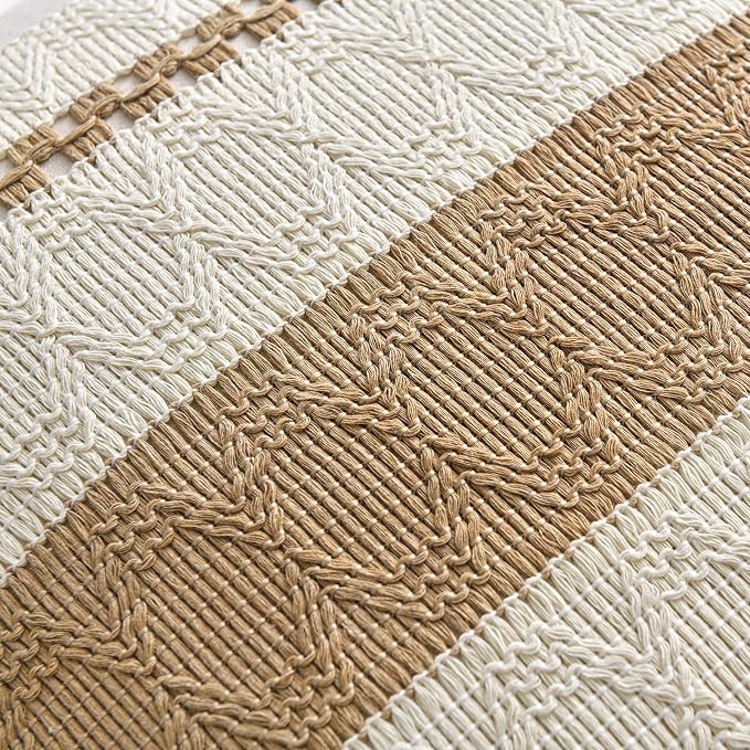 Fancy Homi Set of 1 Tan Neutral Decorative Throw Pillow Cover 18x18 Inch - Image 4