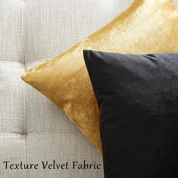 GIGIZAZA Black Velvet Pillow Covers 12x20, Decorative Lumbar Throw Pillows - Image 6