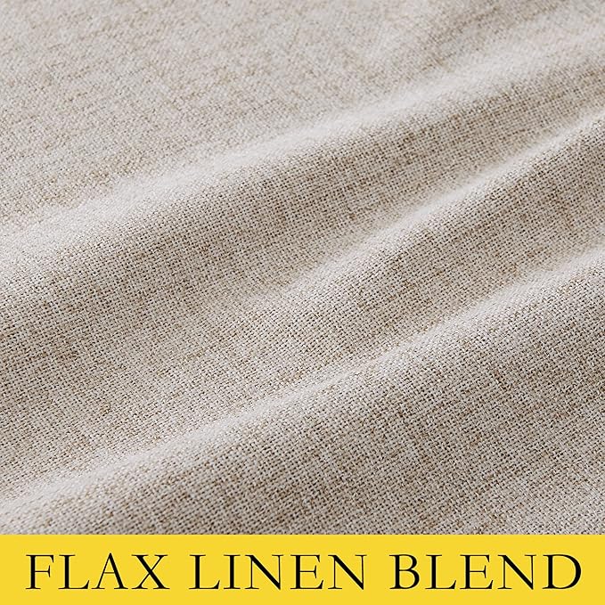 NICETOWN Full Blackout Oatmeal Linen Curtains 102" Length - Image 8