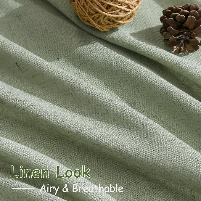 Nanspring Light Sage Linen Curtains 90 Inch Long 2 Panels Set - Image 5