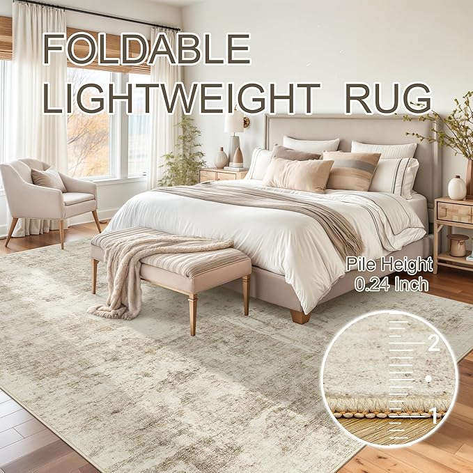 6x9 Abstract Area Rugs for Living Room 6 x 9 Washable Non Slip Low Pile Gray - Image 8