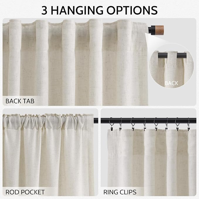 Nanspring Mousse White Curtains 90 Inches Long - Image 2