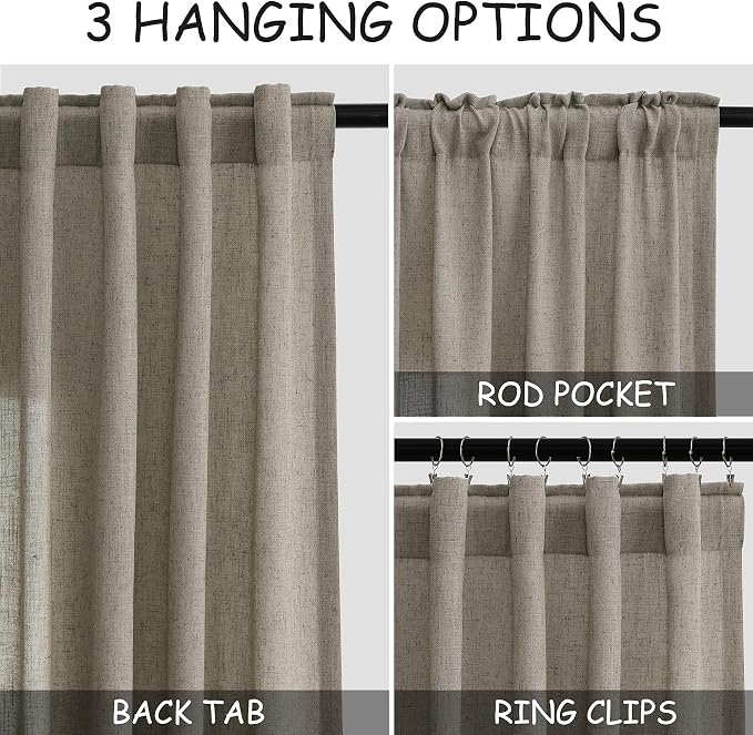 Extra Long Mocha Curtains 2 Panels 102 Inches Long - Image 2