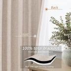 Guken Oatmeal 100% Blackout Curtains 84 Inch Length 2 Panels Set - Image 4
