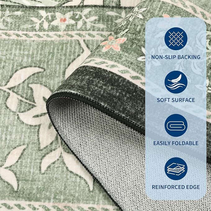 GarveeHome Sage Green 2.5 x 8 Washable Kitchen Runner Rugs Non Slip Provence - Image 8