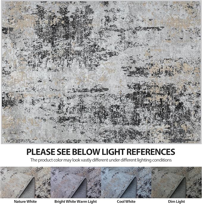 4x6 Area Rugs for Living Room Rug Washable: Abstract Rug for Dining Room - Image 7