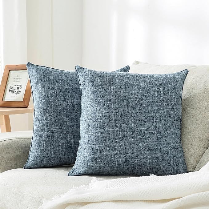 HPUK Linen Throw Pillow Covers Pack of 2, 18x18 Inch Accent Cushion Covers by HPUK